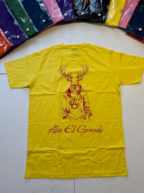 T-Shirt: Yellow/Red Logo Print