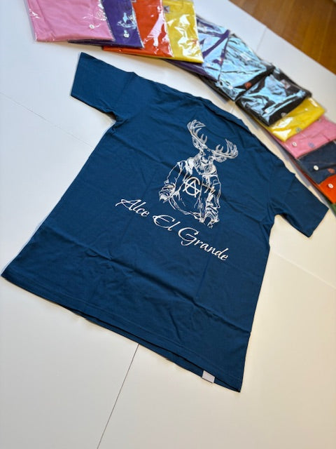 T-Shirt: Blue/White Logo Print
