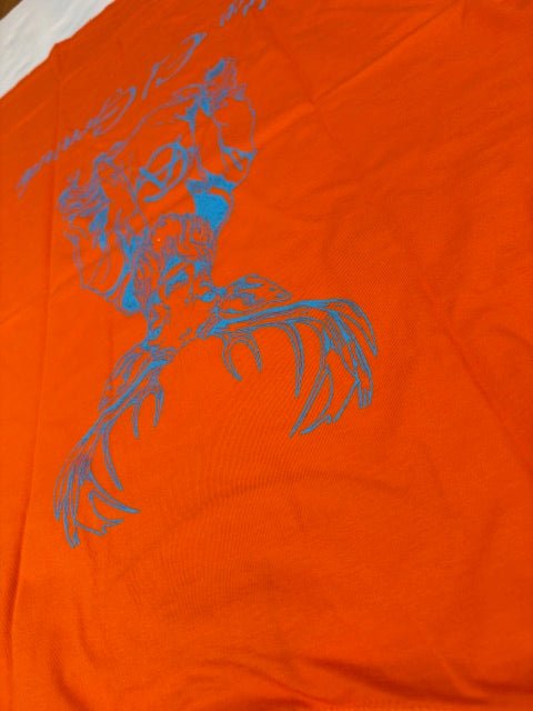 T-Shirt: Orange/SkyBlue Logo Print
