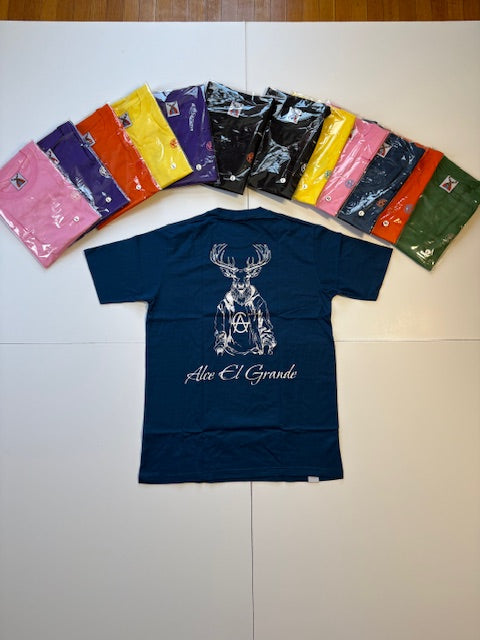 T-Shirt: Blue/White Logo Print