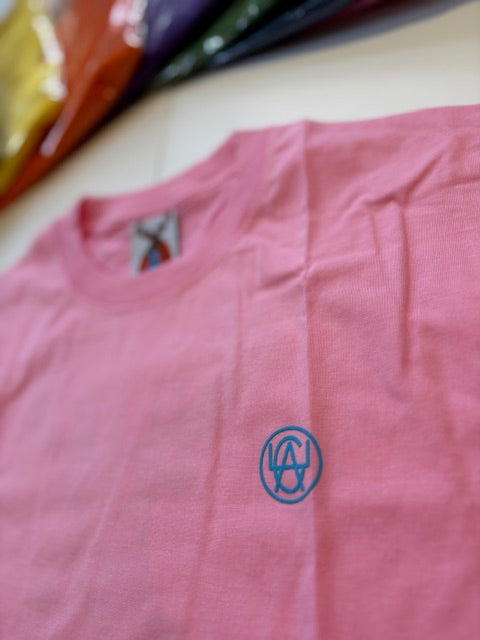 T-Shirt: Pink/SkyBlue Logo Print