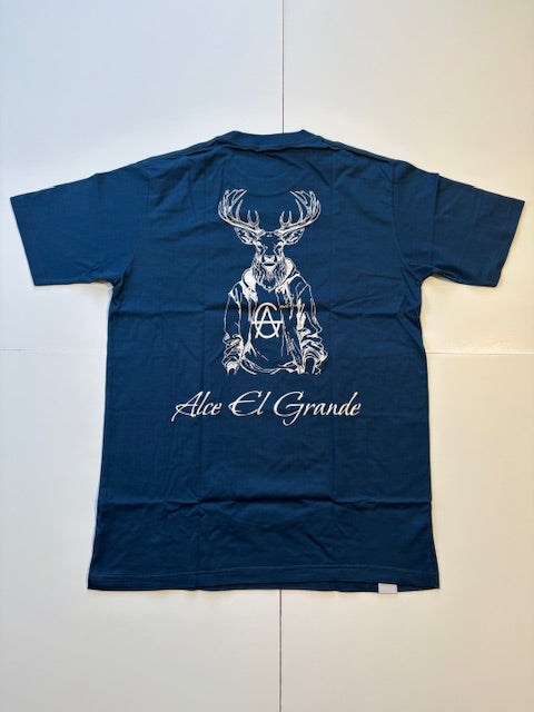 T-Shirt: Blue/White Logo Print