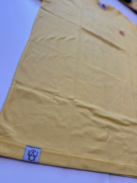 T-Shirt: Yellow/Red Logo Print