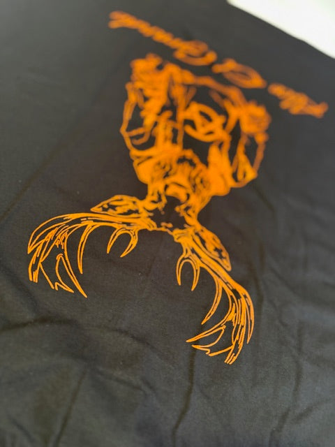 T-Shirt: Big&Tall Black/Orange Logo Print