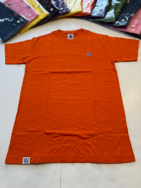 T-Shirt: Orange/SkyBlue Logo Print