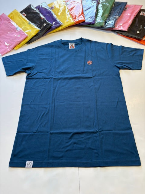 T-Shirt: Blue/Orange Logo Print
