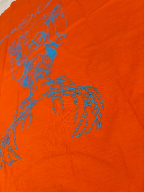 T-Shirt: Orange/SkyBlue Logo Print