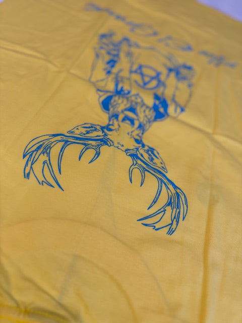 T-Shirt: Yellow/SkyBlue Logo Print