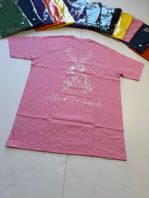 T-Shirt: Pink/White Logo Print