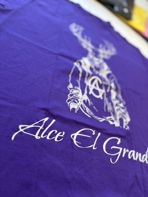 T-Shirt: Purple/White Logo Print
