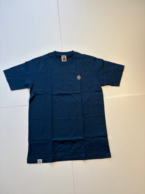 T-Shirt: Blue/White Logo Print