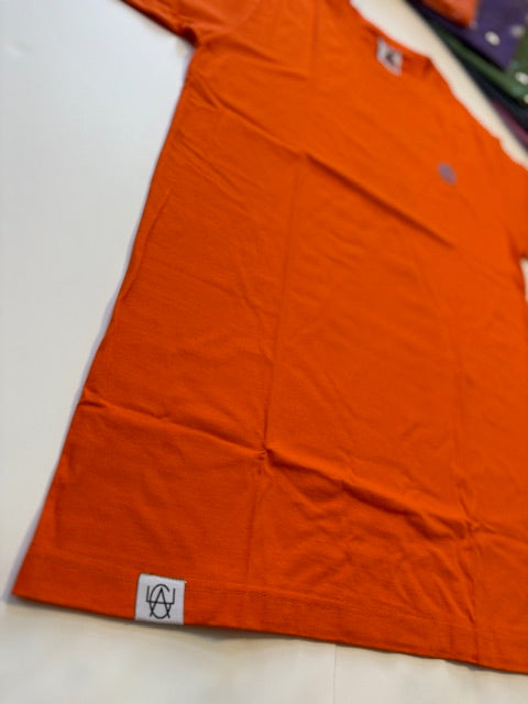 T-Shirt: Orange/SkyBlue Logo Print