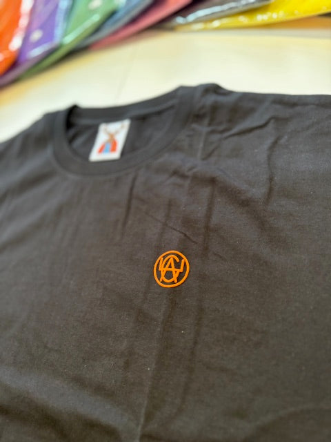 T-Shirt: Big&Tall Black/Orange Logo Print