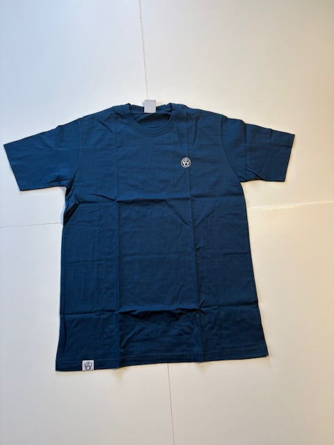 T-Shirt: Blue/White Logo Print
