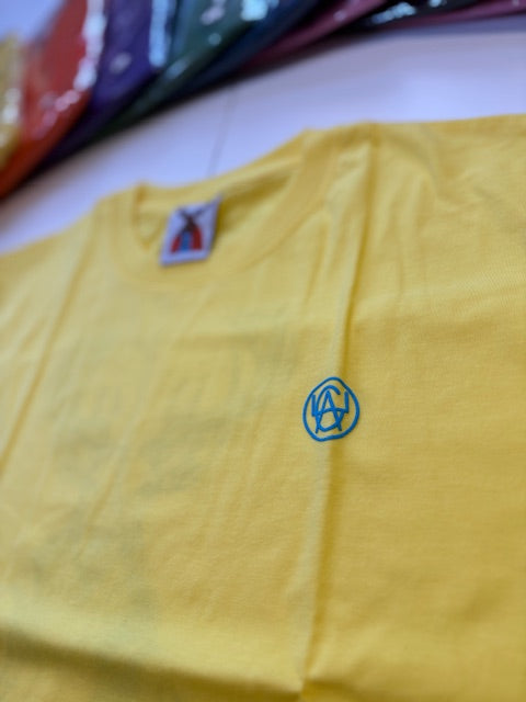 T-Shirt: Yellow/SkyBlue Logo Print
