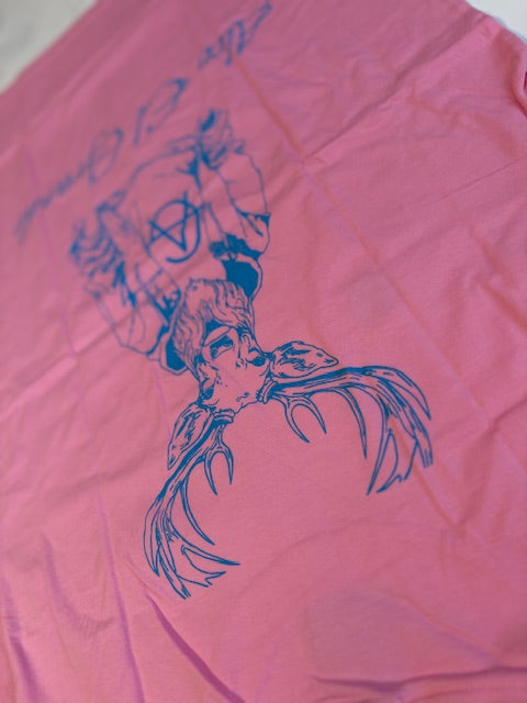T-Shirt: Pink/SkyBlue Logo Print