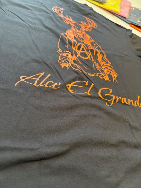T-Shirt: Big&Tall Black/Orange Logo Print