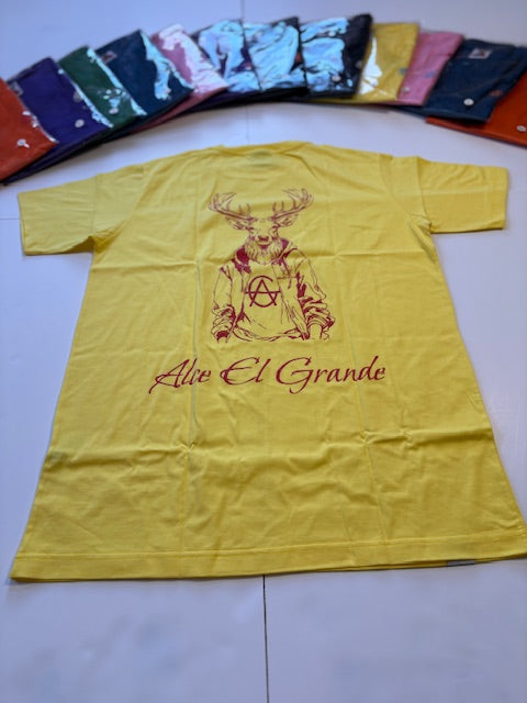 T-Shirt: Yellow/Red Logo Print