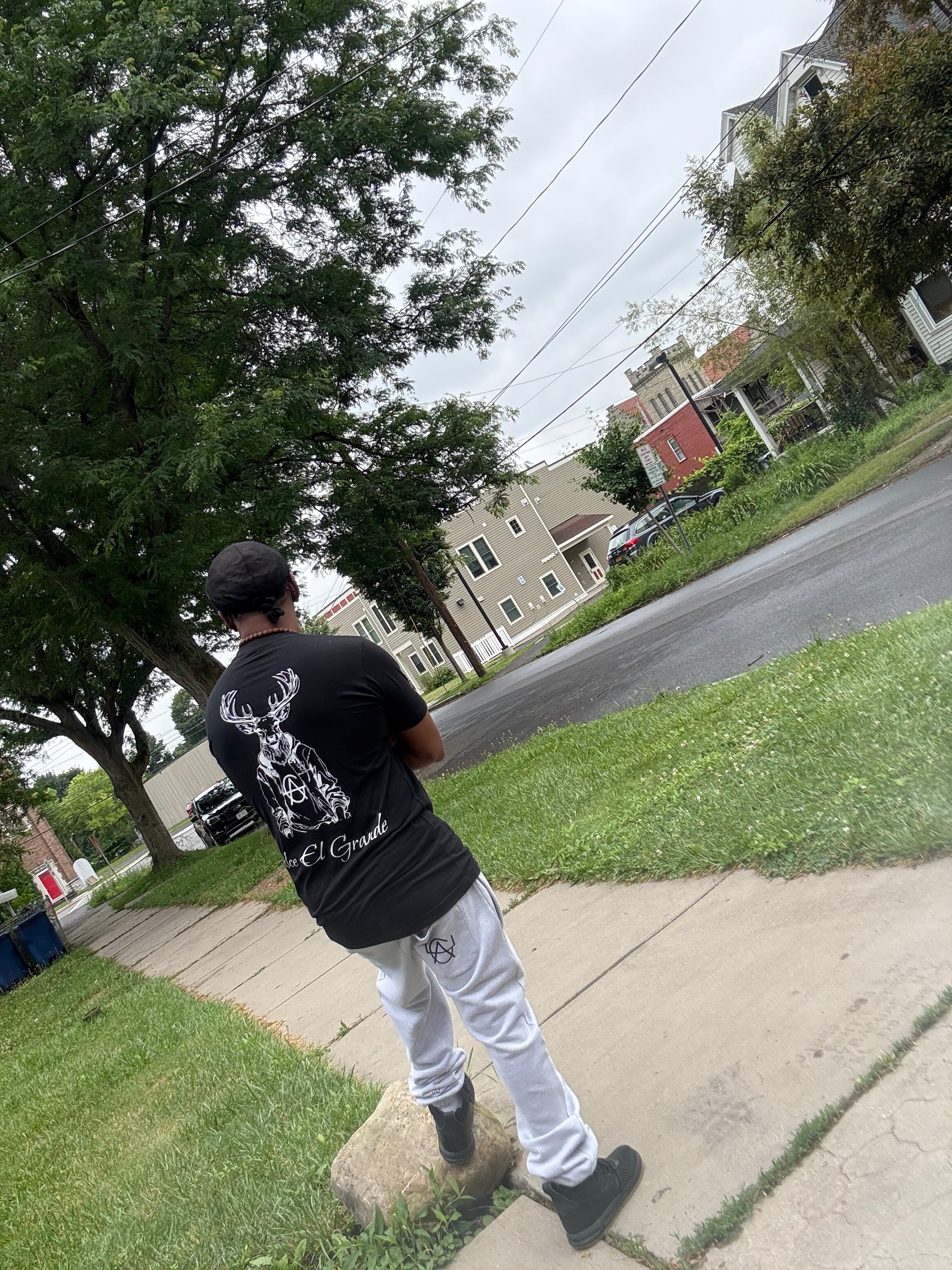 T-Shirt: Black/White Logo Print