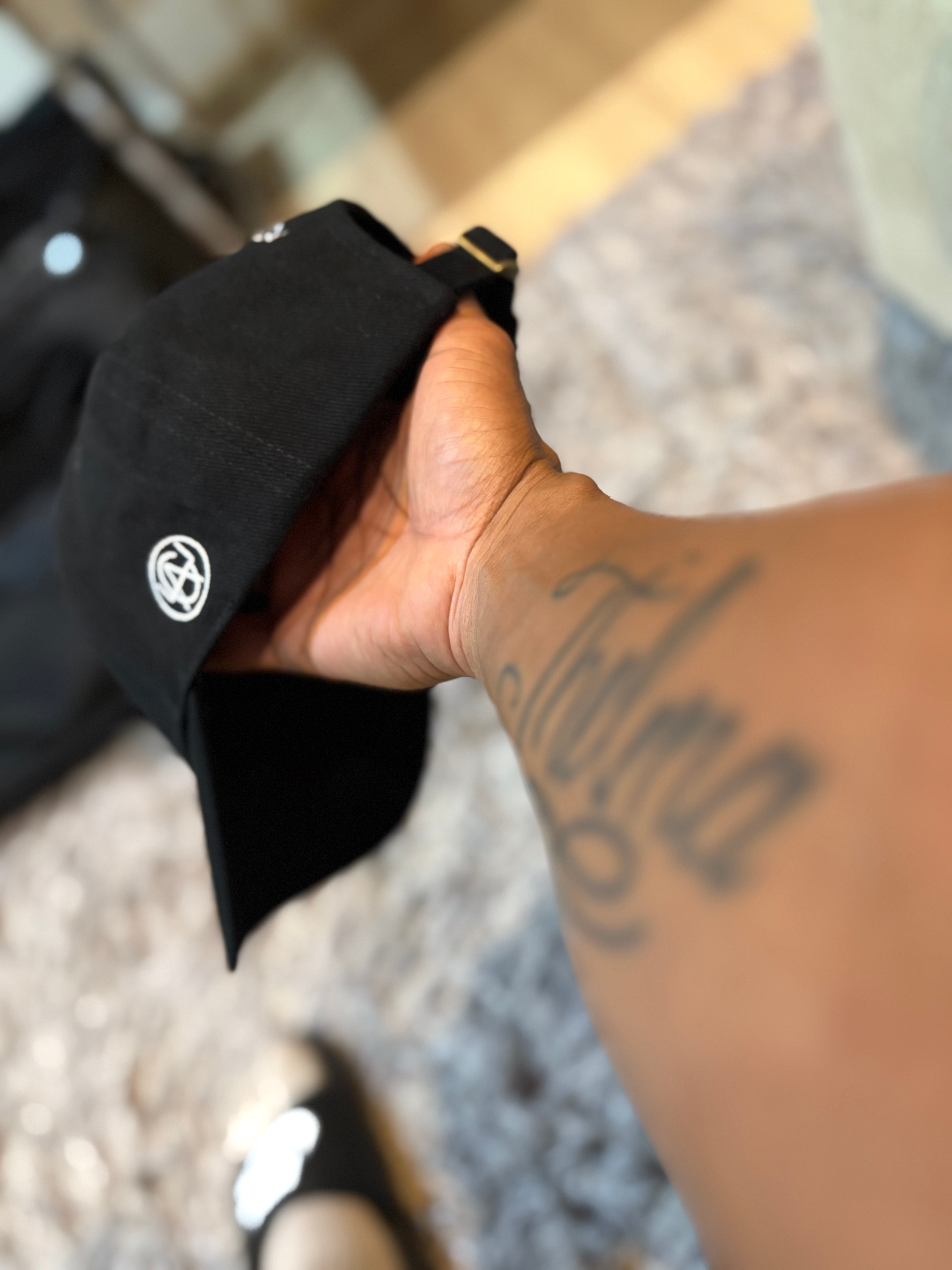 Dadhat: Black/White embroidered Logo