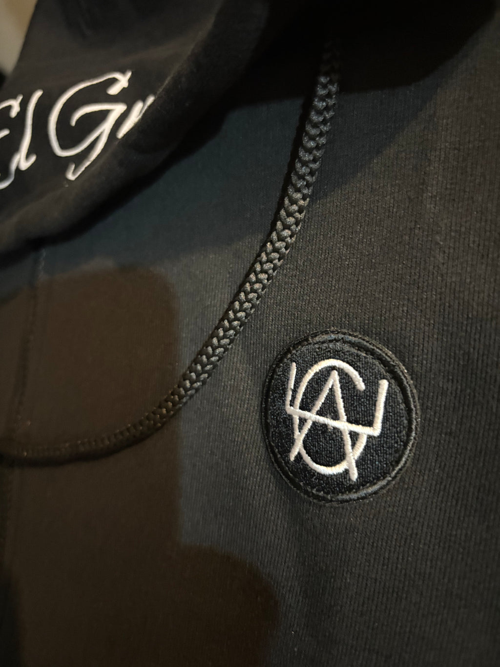 Hoodie: Black/White Logo Print