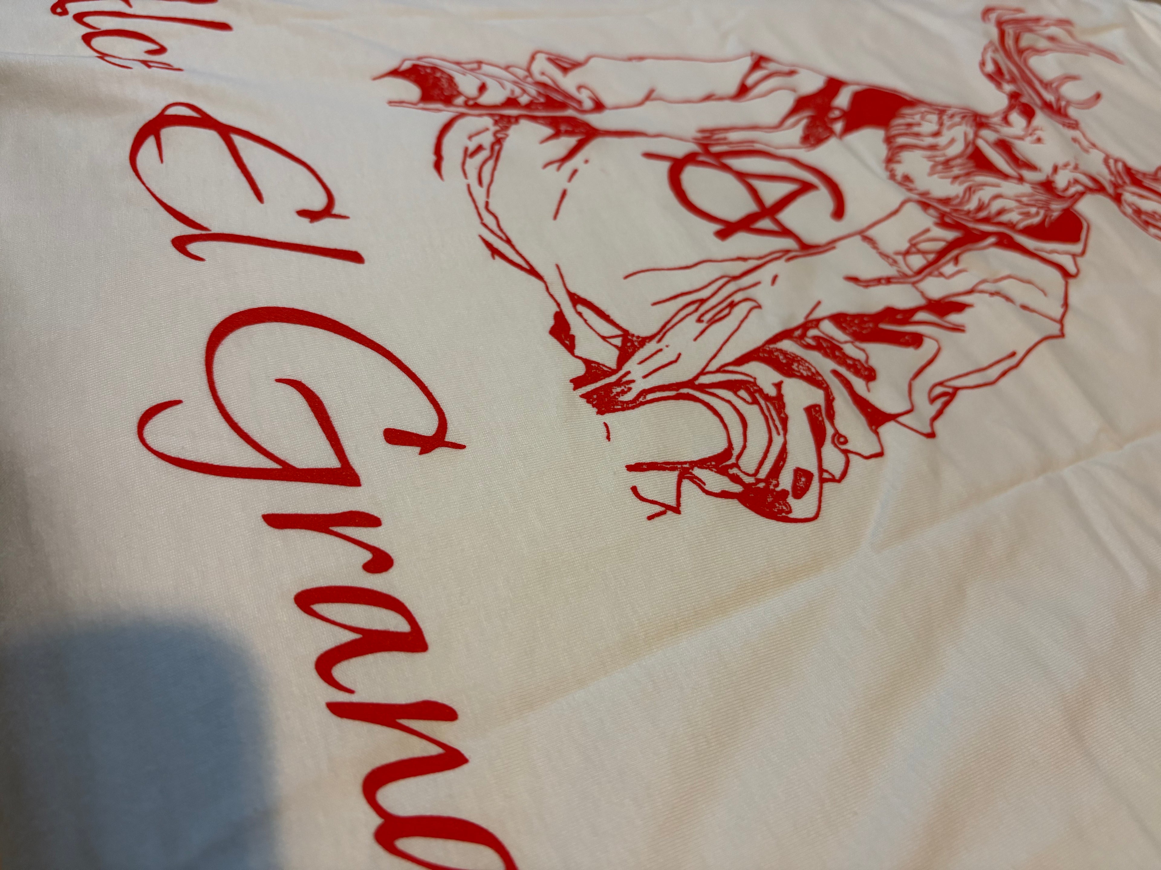 T-Shirt: White/Red Logo Print