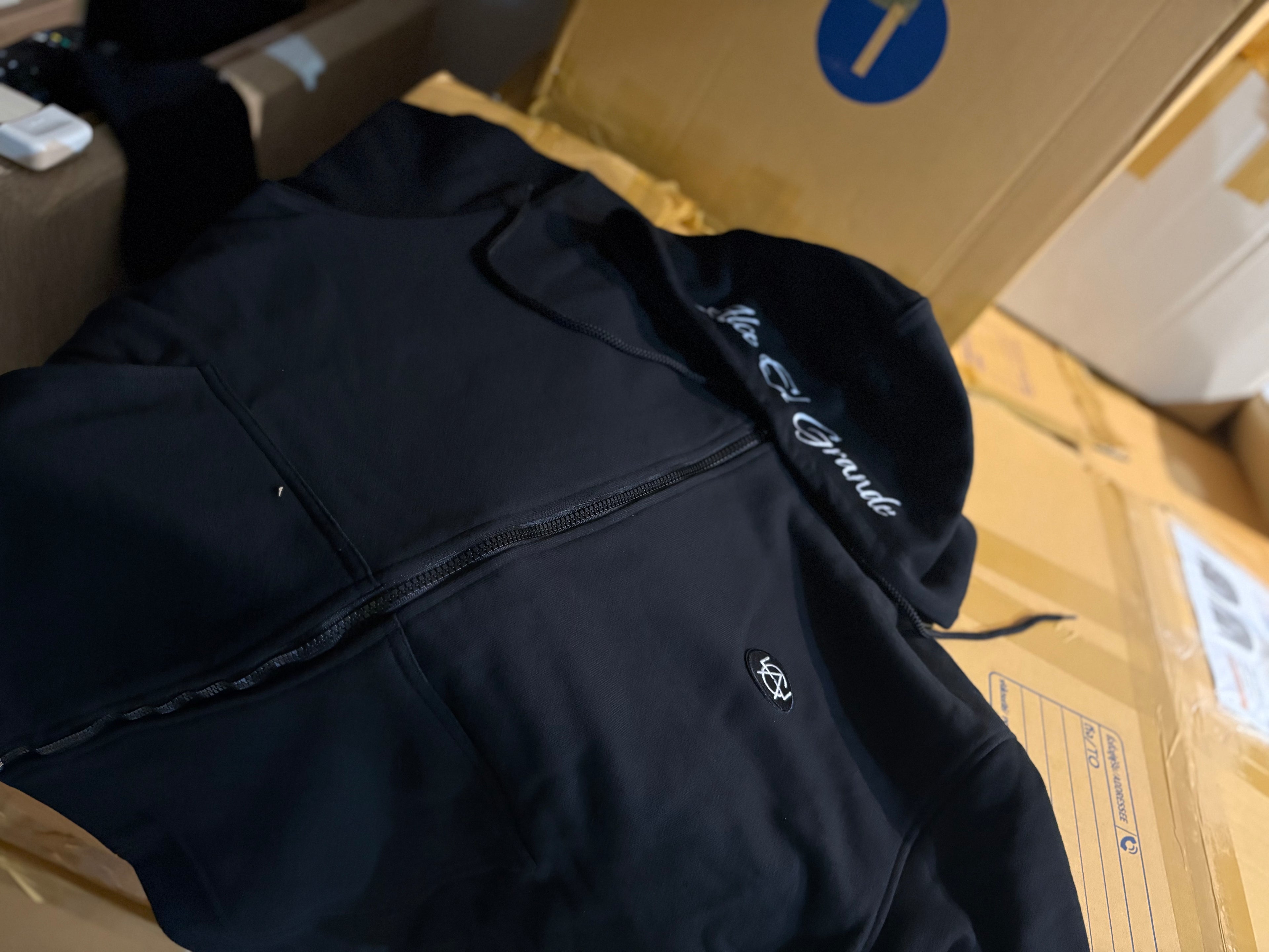 Hoodie: Black/White Logo Print