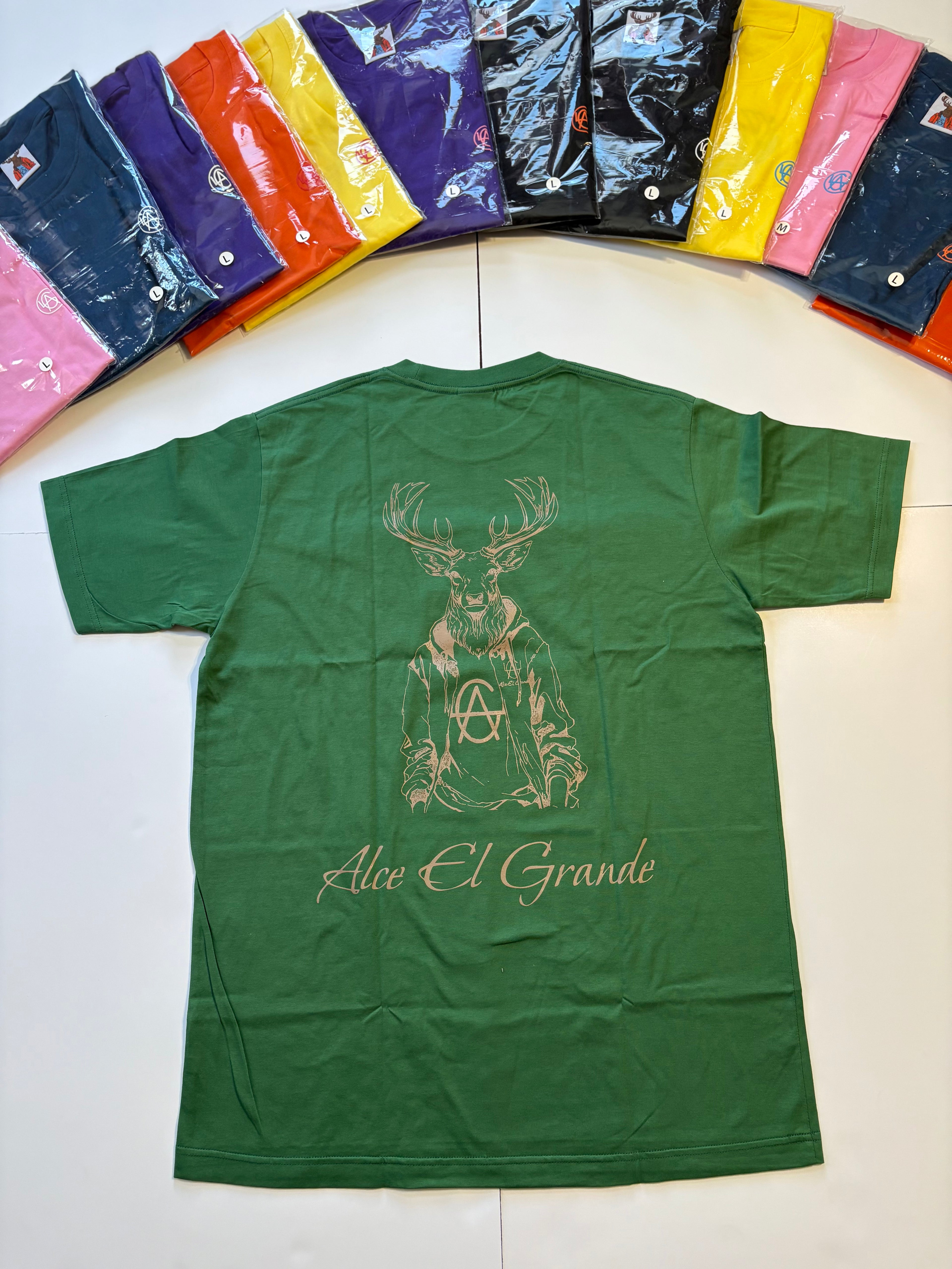 T-Shirt: Green/Brown Logo Print
